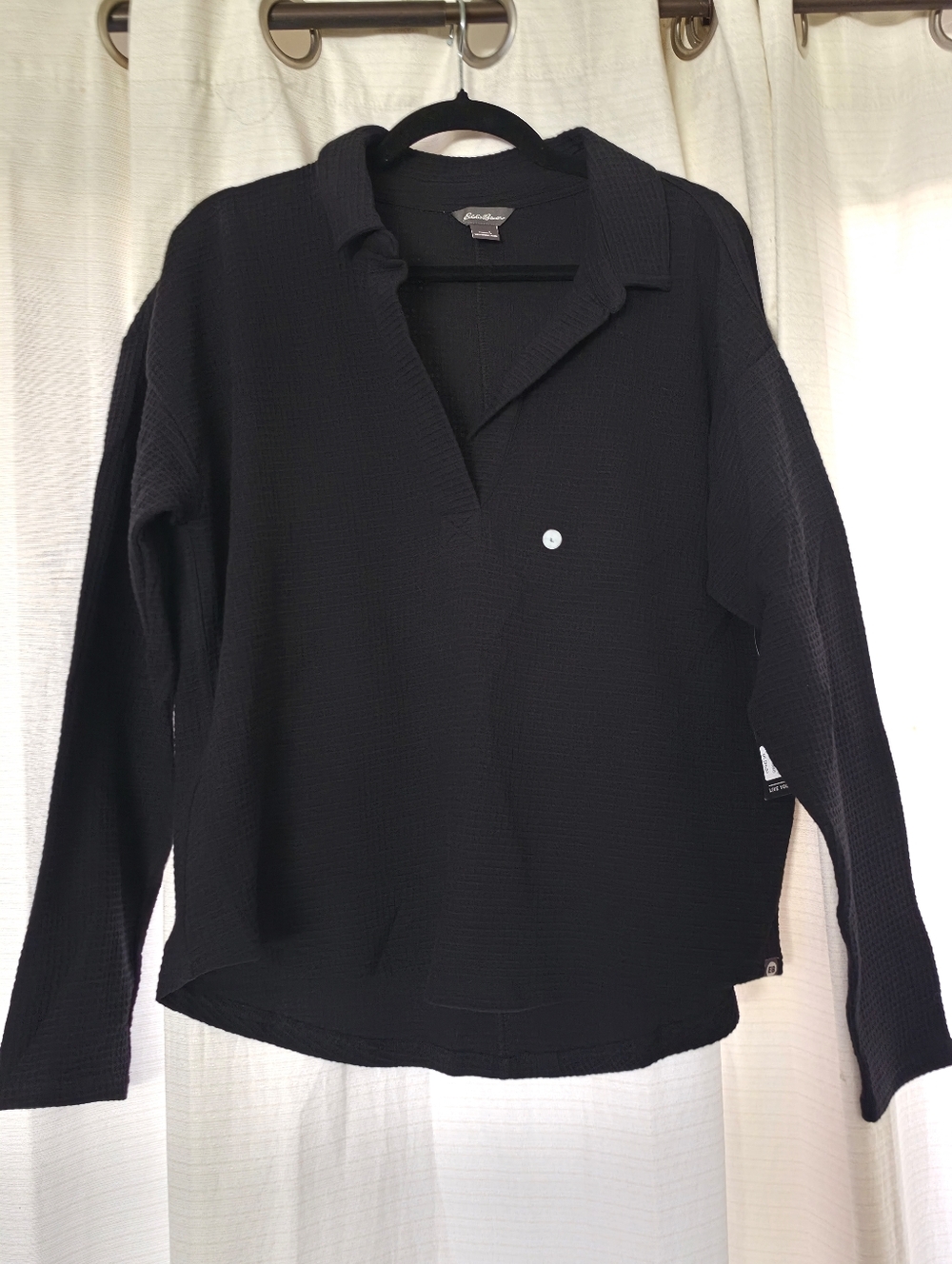 NWT Womens Sz Large Eddie Bauer Waffle Weave Lonsleeve Top